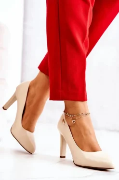 Czółenka Damskie Na Słupku Sergio Leone Beżowe Campbell