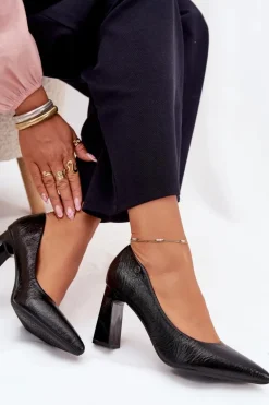 Czółenka Damskie Na Słupku Vinceza 62252 Czarne