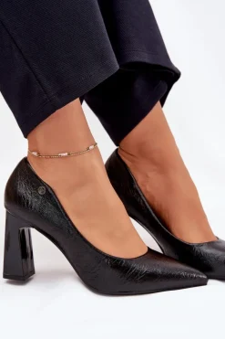 Czółenka Damskie Na Słupku Vinceza 62252 Czarne