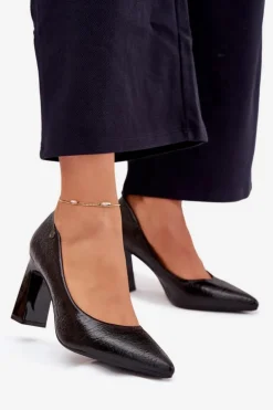 Czółenka Damskie Na Słupku Vinceza 62252 Czarne