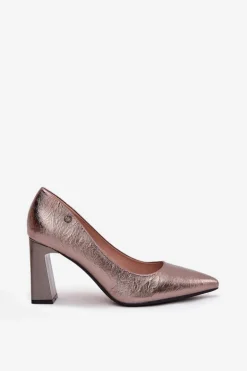 Czółenka Damskie Na Słupku Vinceza 62252 Grafitowe