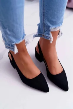 Czółenka Damskie Na Słupku W Szpic Czarne Contrail