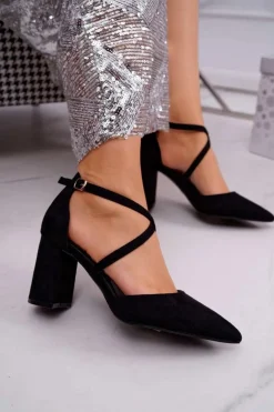 Czółenka Damskie Na Słupku W Szpic Czarne Future