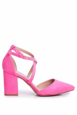 Czółenka Damskie Na Słupku W Szpic Różowy Neon Traffic