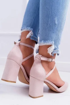 Czółenka Damskie Na Słupku W Szpic Beżowe Traffic