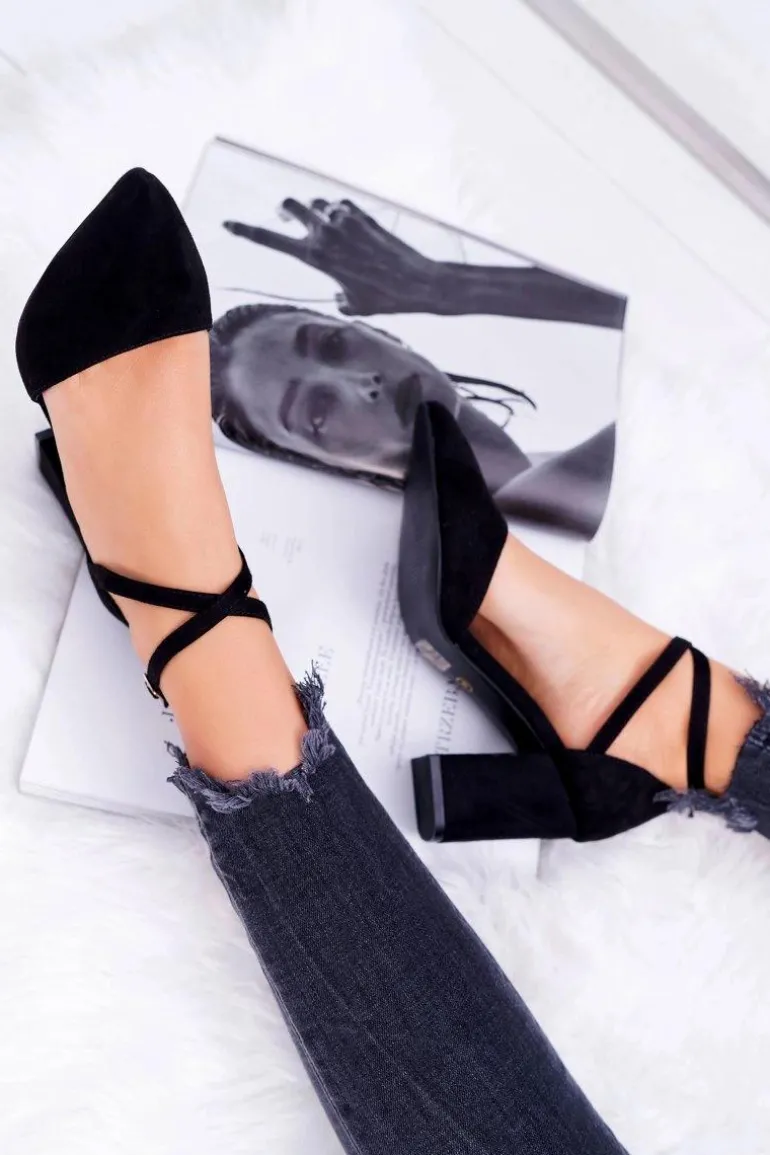 Czółenka Damskie Na Słupku W Szpic Czarne Traffic