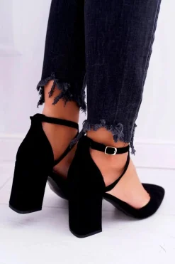 Czółenka Damskie Na Słupku W Szpic Czarne Traffic