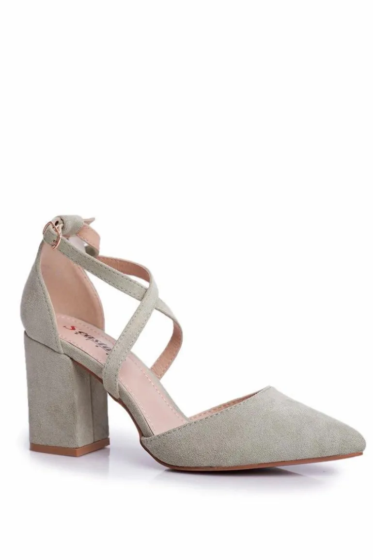 Czółenka Damskie Na Słupku W Szpic Zielone Traffic