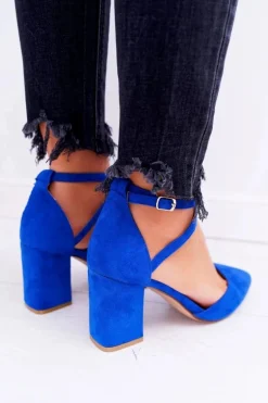 Czółenka Damskie Na Słupku W Szpic Chabrowe Traffic