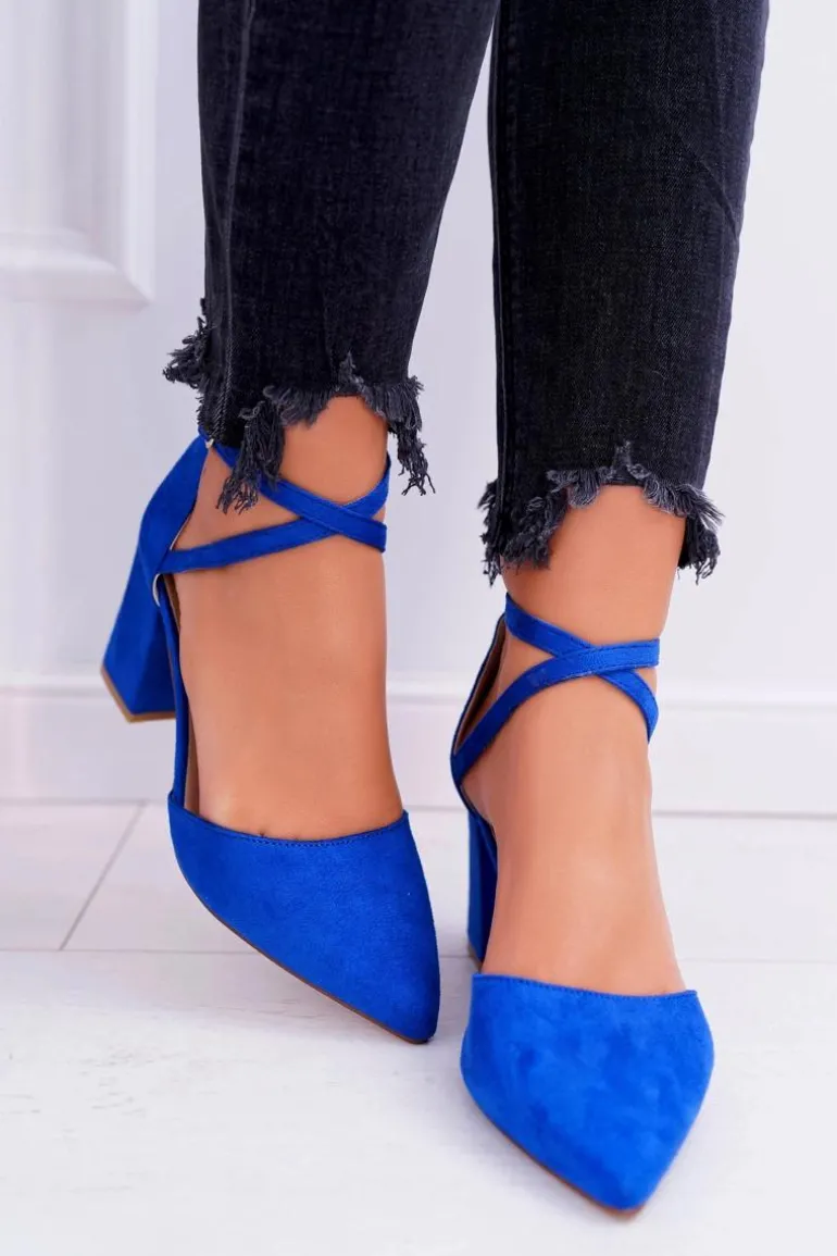 Czółenka Damskie Na Słupku W Szpic Chabrowe Traffic