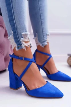 Czółenka Damskie Na Słupku W Szpic Chabrowe Cosmo