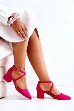 Czółenka Damskie Na Słupku W Szpic Fuksja Cosmo