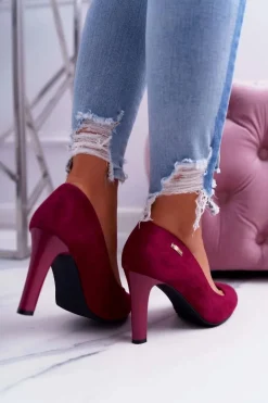 Czółenka damskie Na Słupku Zamsz Ciemna Fuksja Sergio Leone Campbell