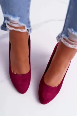 Czółenka damskie Na Słupku Zamsz Ciemna Fuksja Sergio Leone Campbell