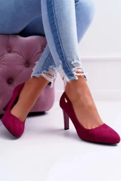 Czółenka damskie Na Słupku Zamsz Ciemna Fuksja Sergio Leone Campbell