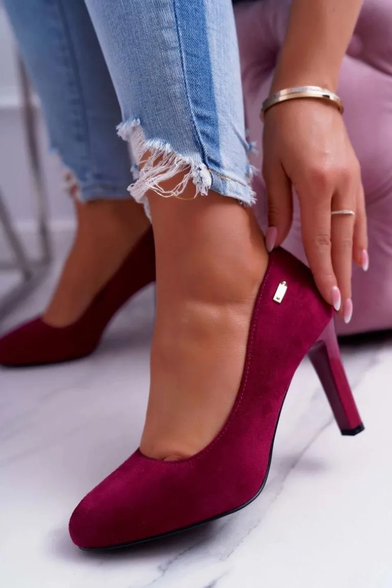 Czółenka damskie Na Słupku Zamsz Ciemna Fuksja Sergio Leone Campbell