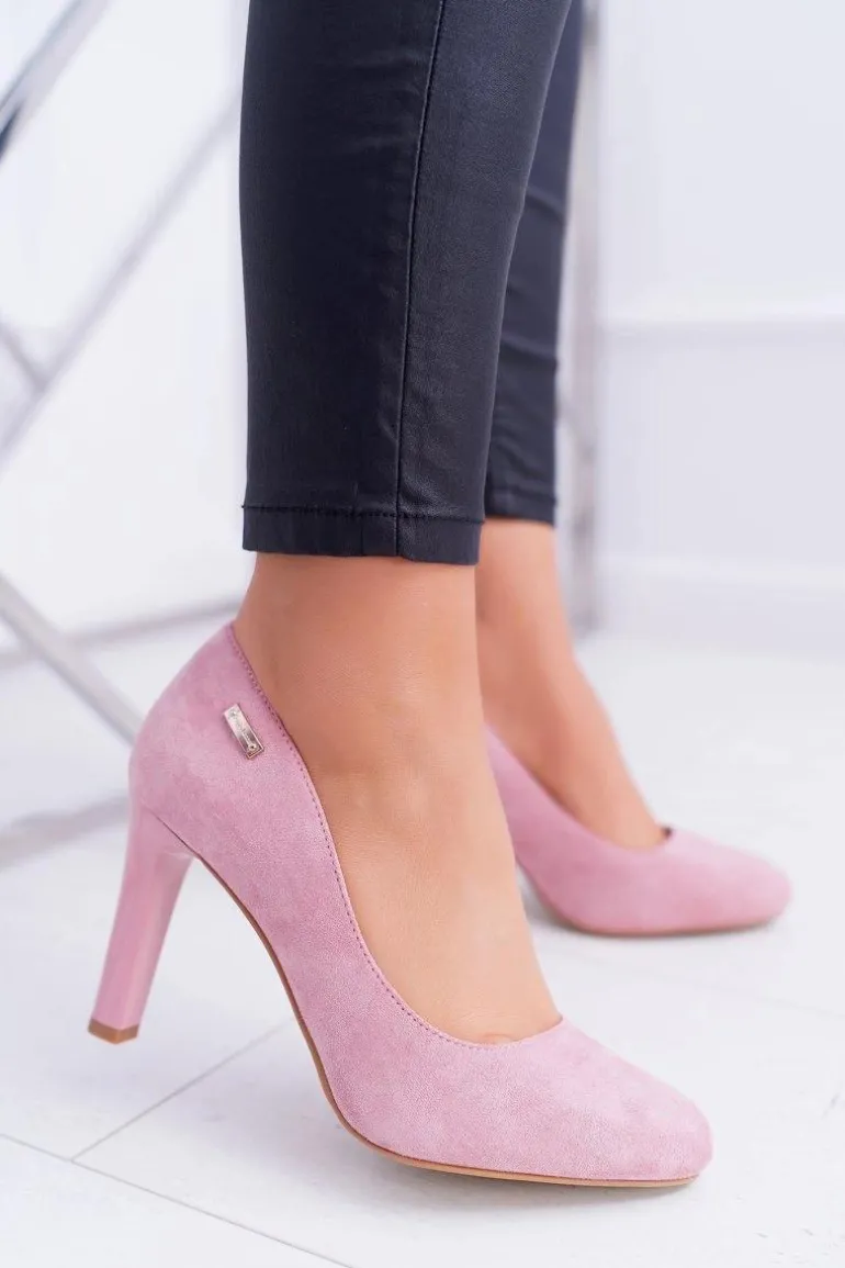 Czółenka damskie Różowe Na Słupku Zamsz Sergio Leone Campbell