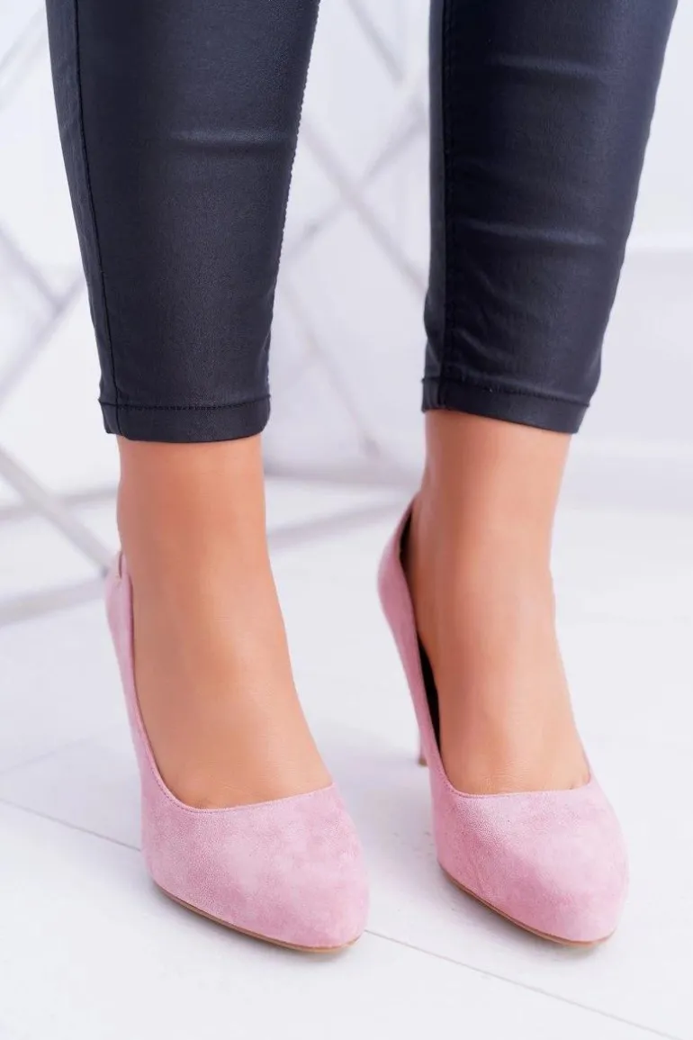 Czółenka damskie Różowe Na Słupku Zamsz Sergio Leone Campbell