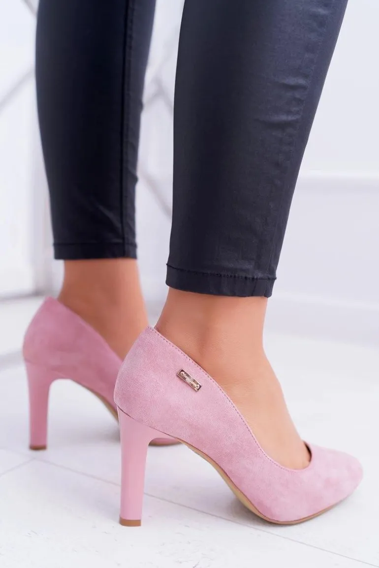 Czółenka damskie Różowe Na Słupku Zamsz Sergio Leone Campbell