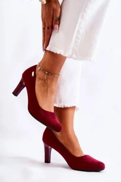 Czółenka damskie Sergio Leone Bordowe Zamszowe Orsola