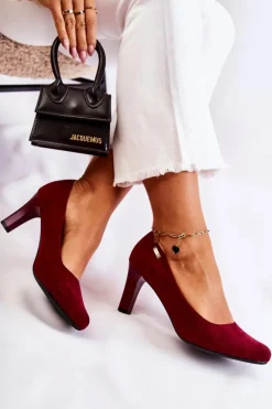 Czółenka damskie Sergio Leone Bordowe Zamszowe Orsola