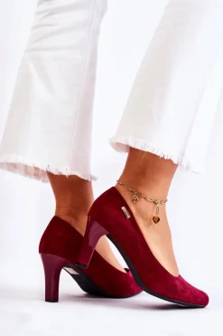 Czółenka damskie Sergio Leone Bordowe Zamszowe Orsola