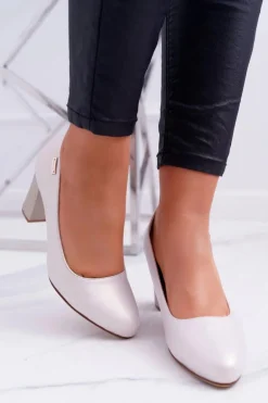 Czółenka Damskie Sergio Leone PB130 Beżowa Perła Amber