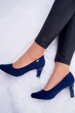 Czółenka damskie Sergio Leone Granatowe Zamszowe Orsola