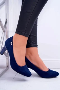 Czółenka damskie Sergio Leone Granatowe Zamszowe Orsola