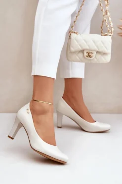 Czółenka Damskie Sergio Leone Perłowe Orsola