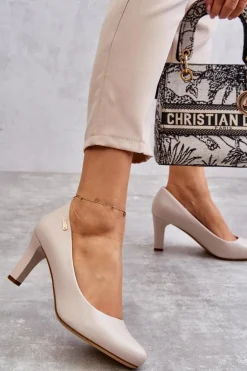 Czółenka Damskie Sergio Leone Jasnobeżowe Orsola