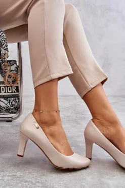 Czółenka Damskie Sergio Leone Jasnobeżowe Orsola