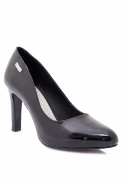 Czółenka Damskie Sergio Leone Lakierowane Na Słupku Czarne Campbell