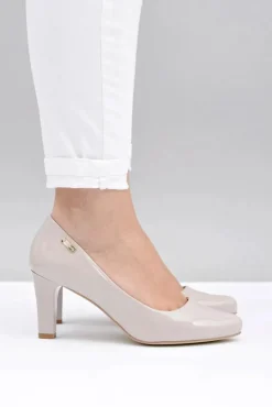 Czółenka damskie Sergio Leone Jasnoszare Lakierowane Orsola