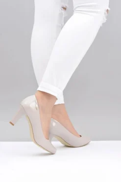 Czółenka damskie Sergio Leone Jasnoszare Lakierowane Orsola