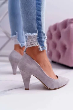 Czółenka Damskie Sergio Leone PB139 Szare Felice