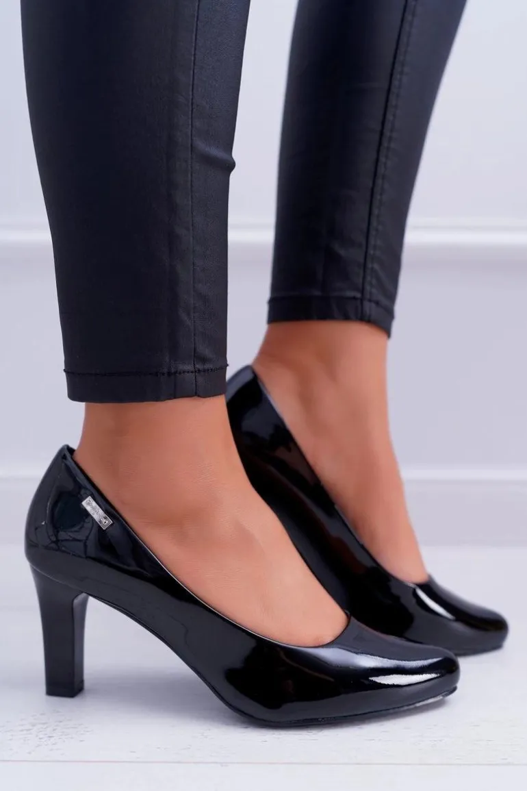 Czółenka damskie Sergio Leone Czarne Lakierowane Orsola