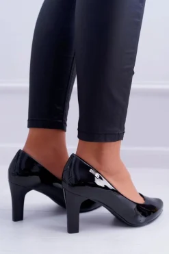 Czółenka damskie Sergio Leone Czarne Lakierowane Orsola