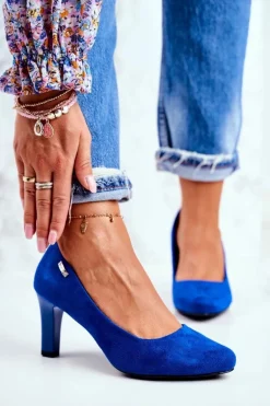 Czółenka damskie Sergio Leone Zamszowe Indygo Orsola