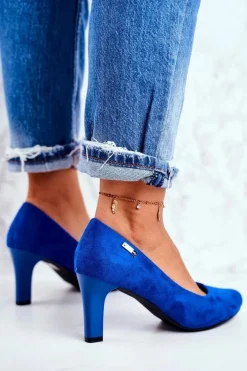 Czółenka damskie Sergio Leone Zamszowe Indygo Orsola