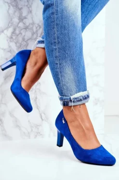 Czółenka damskie Sergio Leone Zamszowe Indygo Orsola