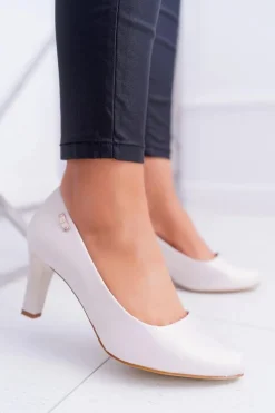 Czółenka damskie Sergio Leone Beżowe Perłowe Orsola