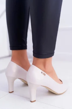 Czółenka damskie Sergio Leone Beżowe Perłowe Orsola