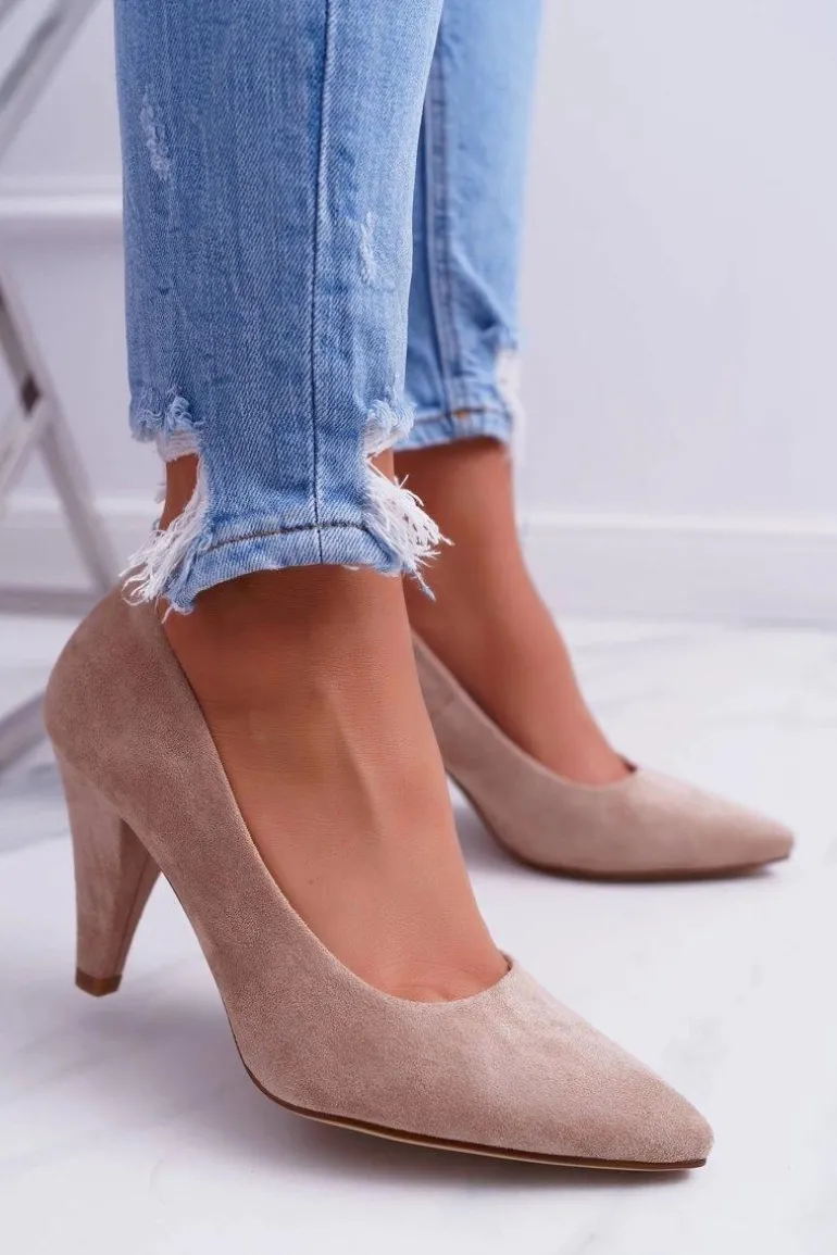 Czółenka Damskie Sergio Leone PB139 Beżowe Felice