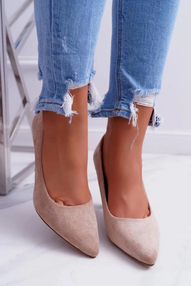 Czółenka Damskie Sergio Leone PB139 Beżowe Felice