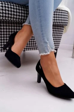 Czółenka damskie Sergio Leone Czarne Zamszowe Orsola