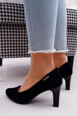 Czółenka damskie Sergio Leone Czarne Zamszowe Orsola