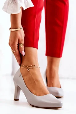 Czółenka Damskie Sergio Leone Szare Matowe Orsola