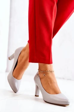 Czółenka Damskie Sergio Leone Szare Matowe Orsola