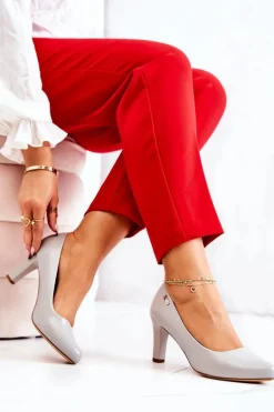 Czółenka Damskie Sergio Leone Szare Matowe Orsola